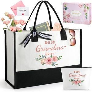 Grandma tote bag w Makeup Bag, Gift Box and a Gift Card